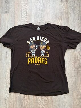 Fanatics San Diego Padres Black and Gold Graphic Tee Merrill and Tatis